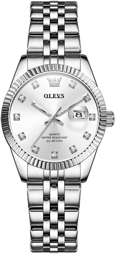 OLEVS Watch Women Elegant Dress Analog Quartz Women Watch Two Tone/Silver Stainless Steel Waterproof Luminous Ladies Watches——(Pink/Blue/Gold/Silver Face) | Amazon (US)