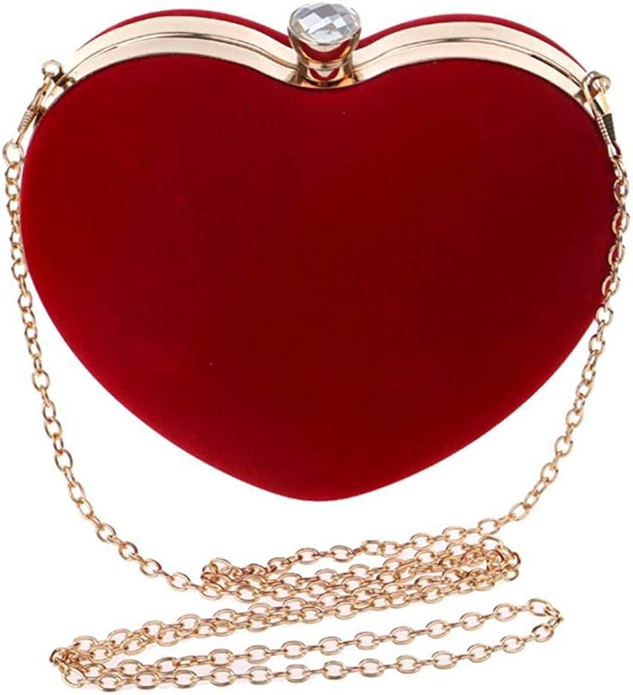 Womens Velour Heart Clutch Bag Vintage Shoulder Handbag Ladies Elegant Purse for Wedding Evening | Amazon (US)