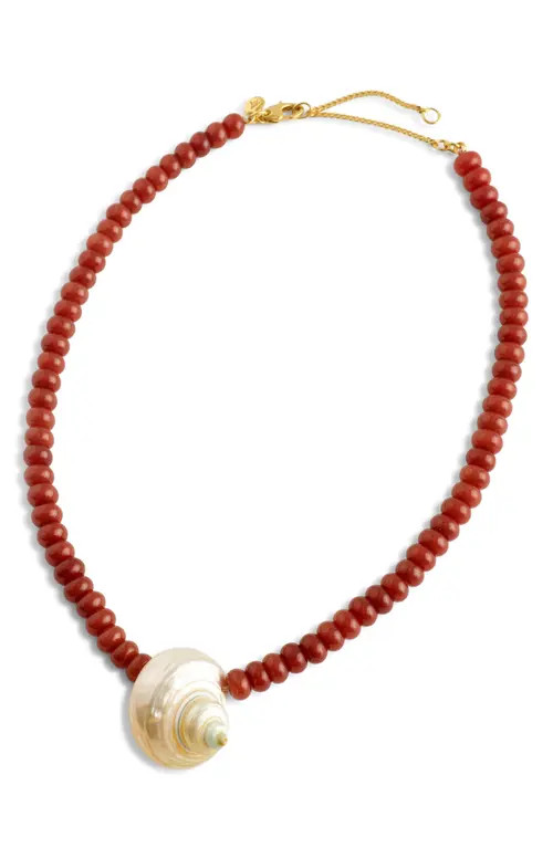 Madewell Shell Beaded Choker Necklace in Antique Gold/red at Nordstrom | Nordstrom