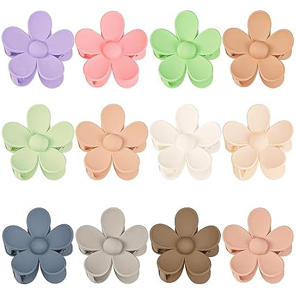 12 Pieces Flower Claw Clips Large Hair Jaw Clips for Women Girls Thick Hair Strong Hold Hair Catc... | Amazon (US)