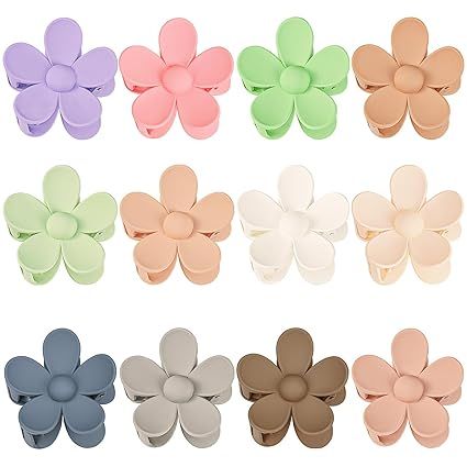 12 Pieces Flower Claw Clips Large Hair Jaw Clips for Women Girls Thick Hair Strong Hold Hair Catc... | Amazon (US)