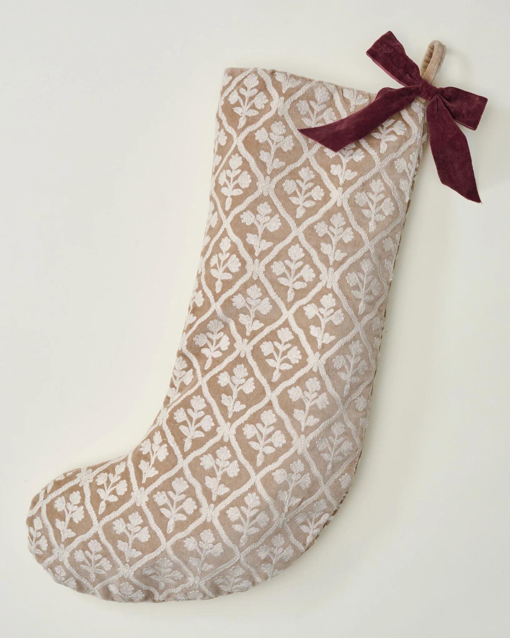 Crewel Embroidered Floral Stocking | Magnolia
