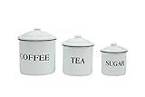 Creative Co-op Metal Containers with Lids, Coffee, Tea, Sugar (Set of 3 Sizes/Designs) Food Storage, | Amazon (US)