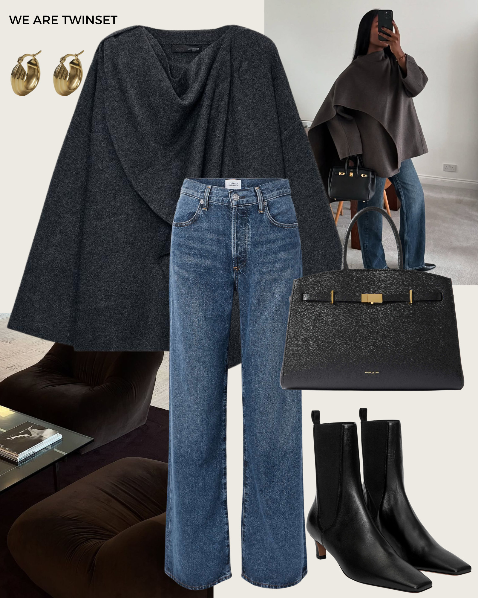 Winter outfit inspo 🍂 Winter outfit | Massimo Dutti | H&M | Zara | suede shoes | statement necklace | barrel leg jeans | trench coat | leather jacket | leather boots 

 #LTKuk #LTKwinter #LTKstyletip