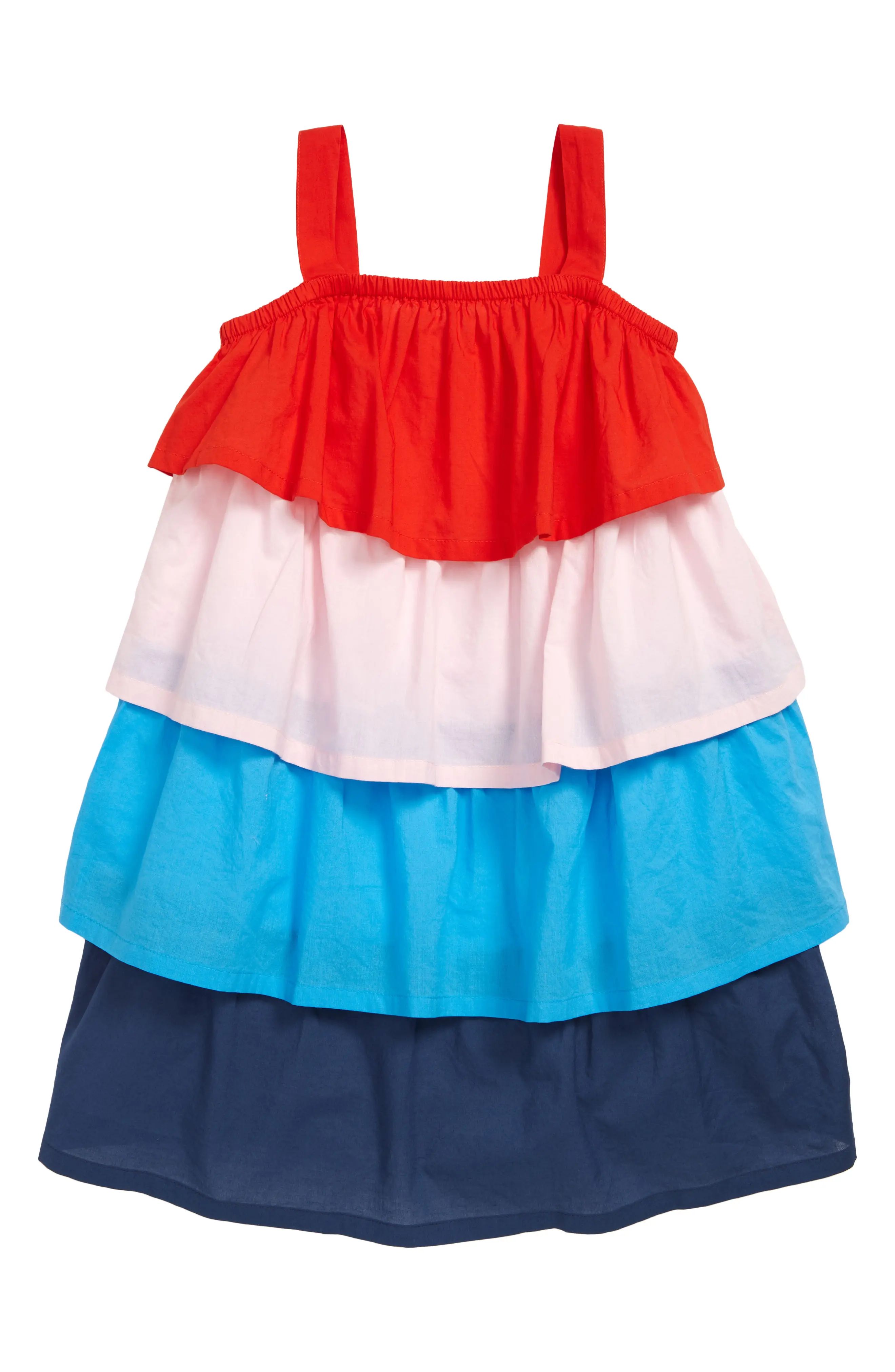 Tucker + Tate Kids' Tiered Dress in Red Fiery Multi Block at Nordstrom, Size 6 Us | Nordstrom