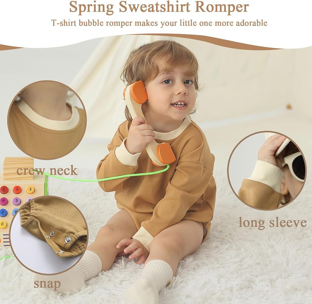Bafeicao Baby Boy Girl Bubble Romper Color Block Long Sleeve T Shirt Romper Outfit Spring Cute Cl... | Amazon (US)