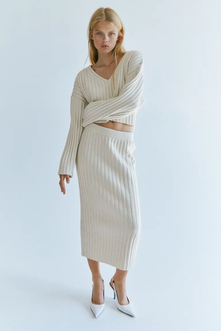 Rib-knit Sweater - Natural white - Ladies | H&M US | H&M (US)