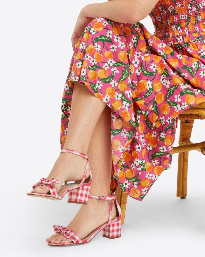 Preston Ankle Strap Heels in Pink Gingham | Draper James (US)