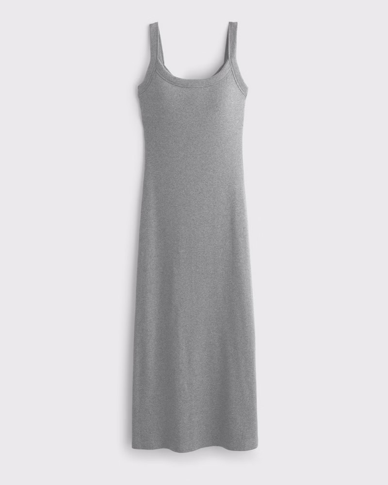 Abercrombie & Fitch Women's Bra-Free Essential 90s Rib Midi Dress in Gray - Size XS TALL | Abercrombie & Fitch (US)