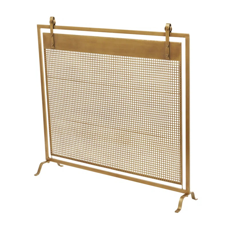 Riggio Metal Suspended Grid Style Netting Single Panel Geometric Fireplace Screen with Bolted | Wayfair North America
