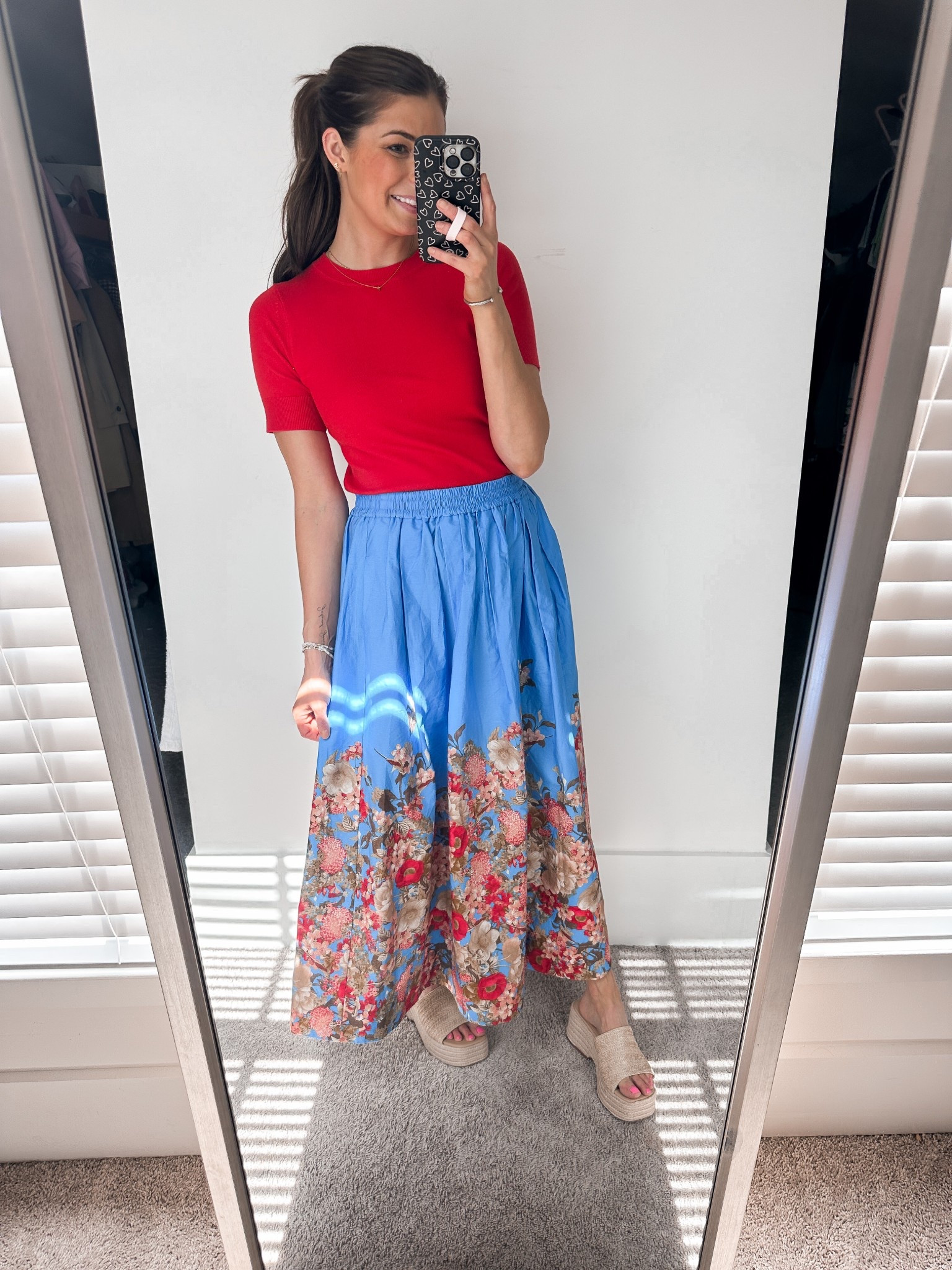 Small in top 
Small in skirt / could size down 
Shoes TTS 

#LTKSeasonal #LTKSpringSale #LTKWatchNow