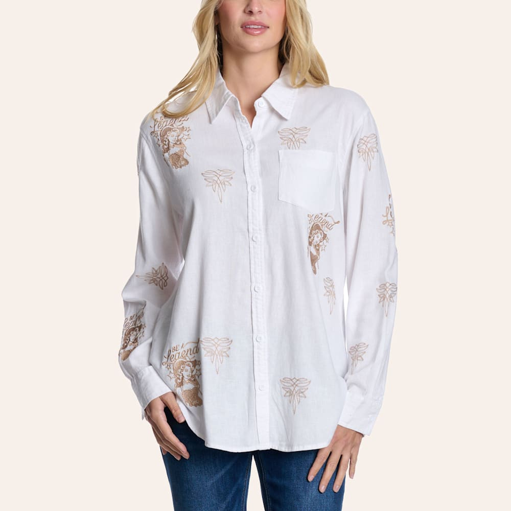 Blue B Women's White Western Print Embroidered Shirt | Cavender's
