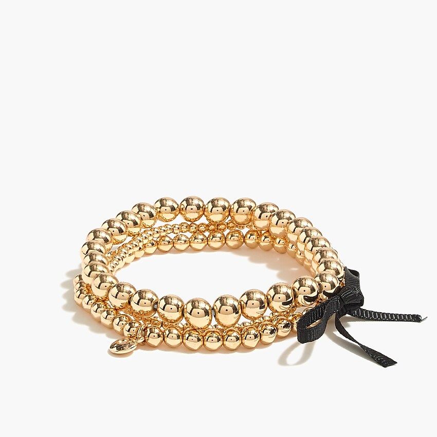 Gold bead stretch bracelets set-of-three | J.Crew Factory