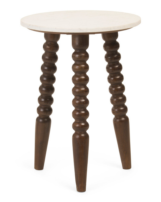 Marble Top Spindle Legs Accent Table | TJ Maxx