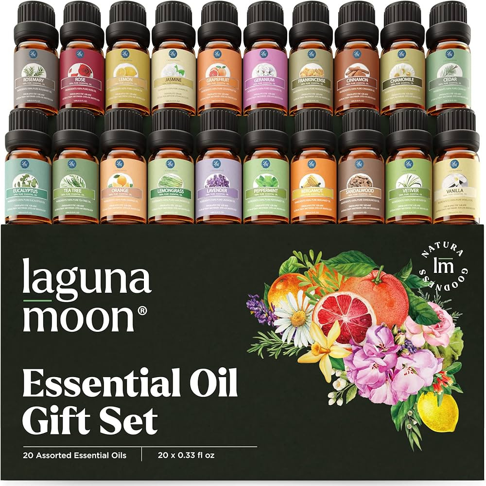 Lagunamoon Top 20 Gift Set - 10mL Multi-Scent Essential Oils for Aromatherapy, Massage, Candle Ma... | Amazon (US)