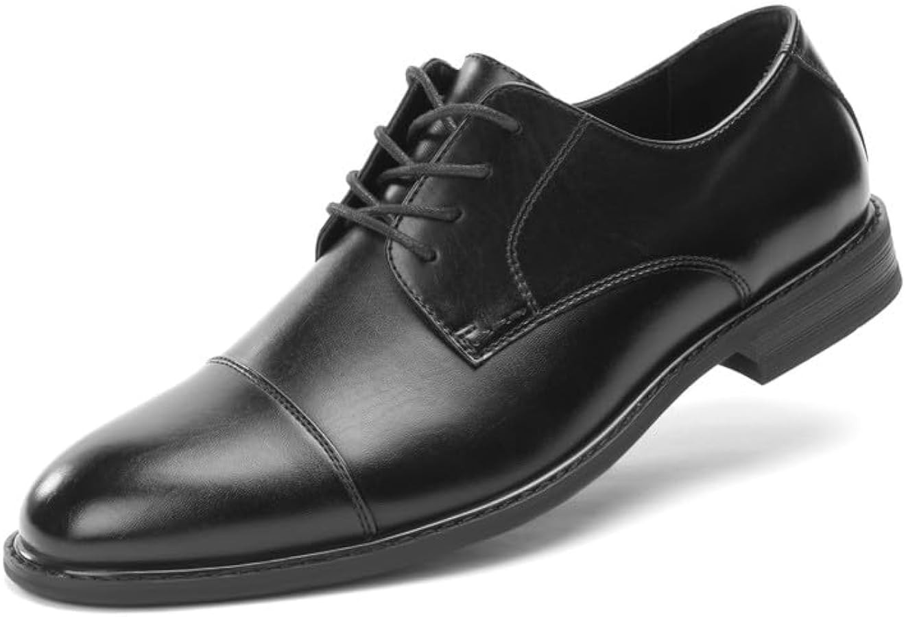 Mens Classic Dress Oxfords, Wingtip Prince Modern Formal Lace Up Shoes, Round Toe, TPR Outsole | Amazon (US)