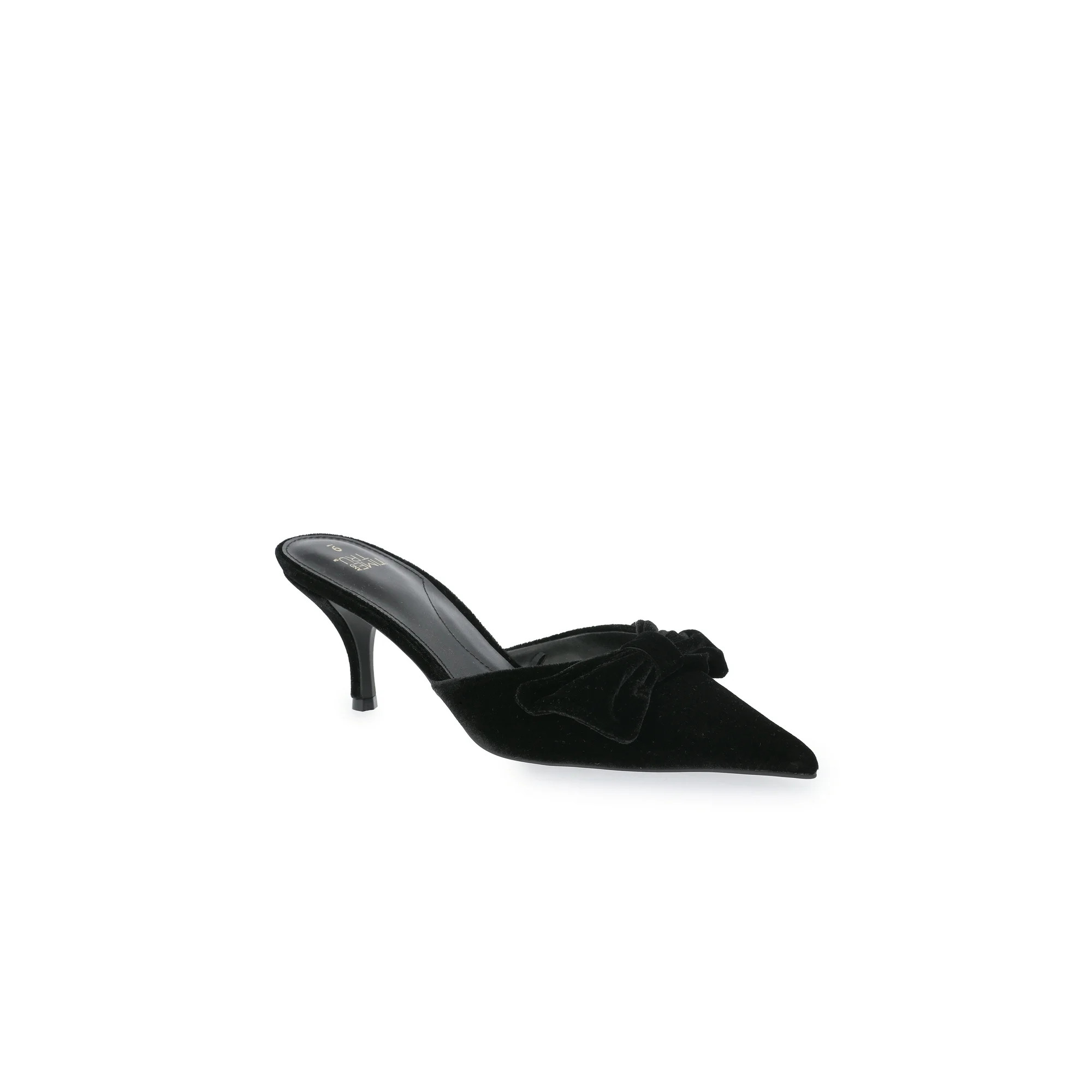 Time and Tru Women's Velvet Bow Kitten Heel Mules | Walmart (US)