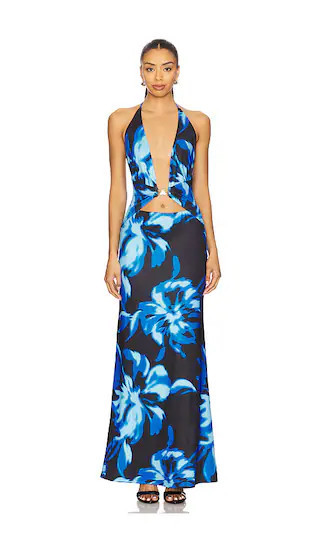 Runaway The Label Halston Maxi Dress in Blue,Black. - size L | Revolve Clothing (Global)