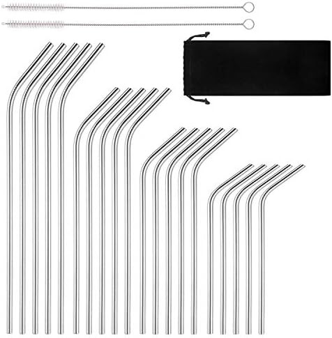 Reusable Stainless Steel Drinking Straws, 20 Pcs 4 Size - 6.3'' 7.1'' 8.5'' 10.5'', BPA Free Long... | Amazon (US)