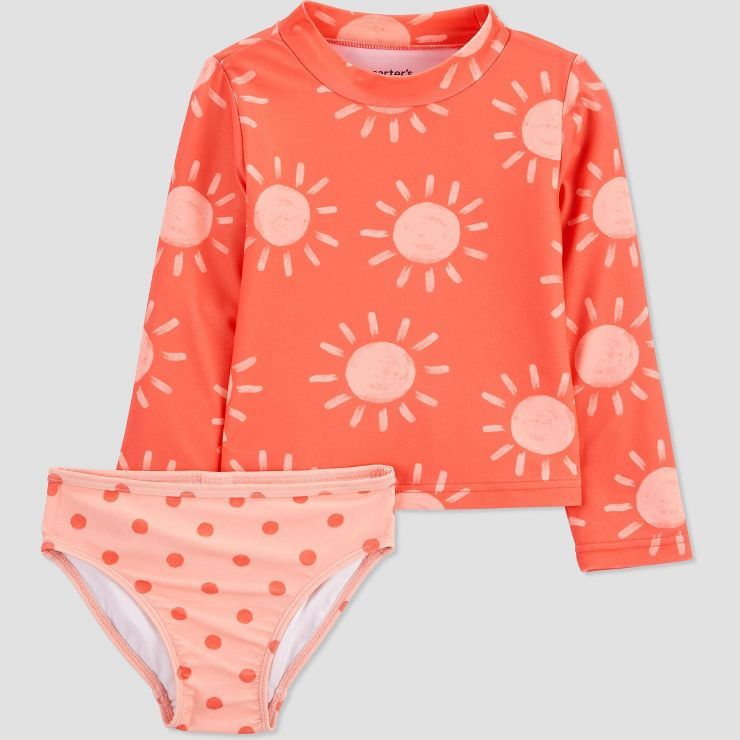 Carter's Just One You® Toddler Girls' 2pc Sun Rash Guard Set - Orange | Target