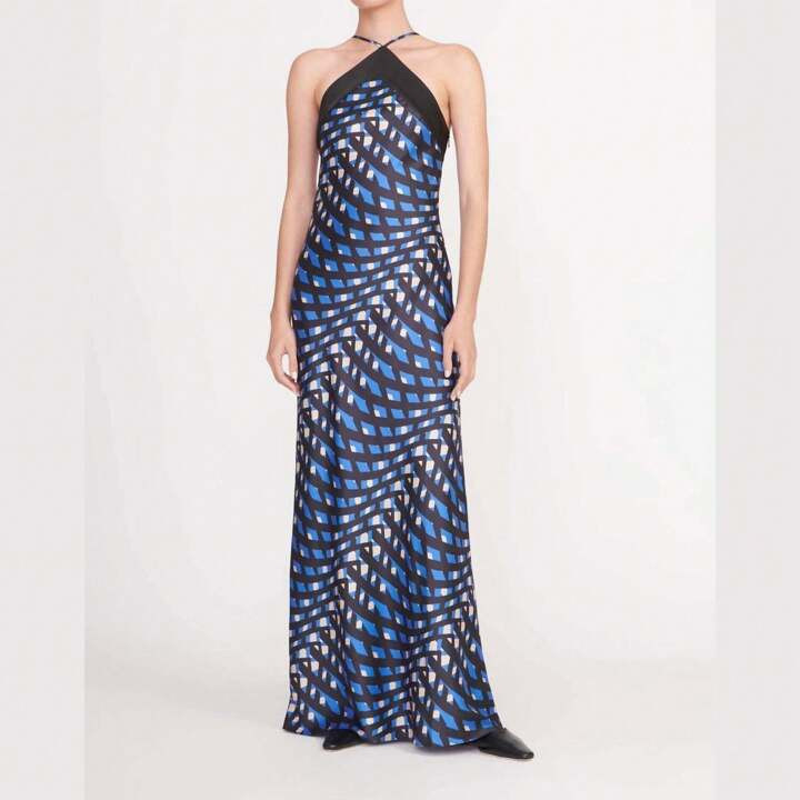 Staud Cubism Dress In Painted Argyle/Black | SHEIN