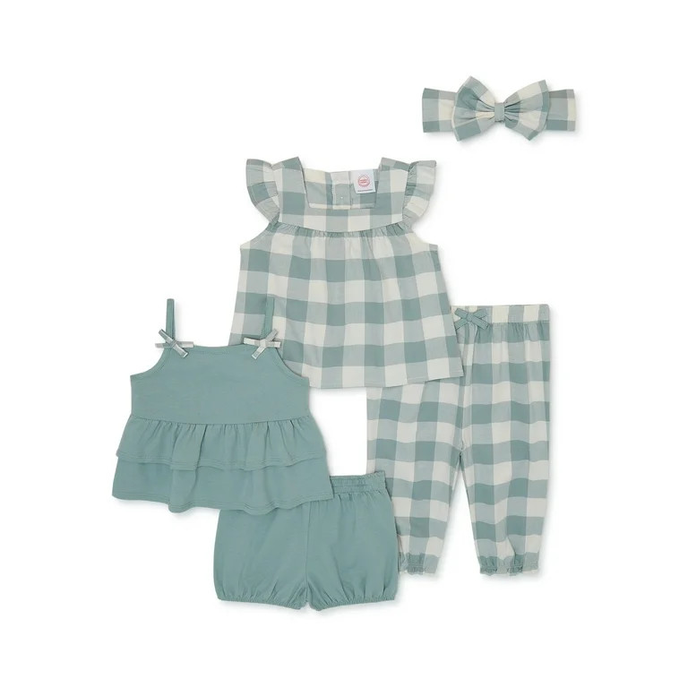 Wonder Nation Baby Girl Ruffle Outfit Set, 5-Piece, Sizes 0/3-24 Months | Walmart (US)