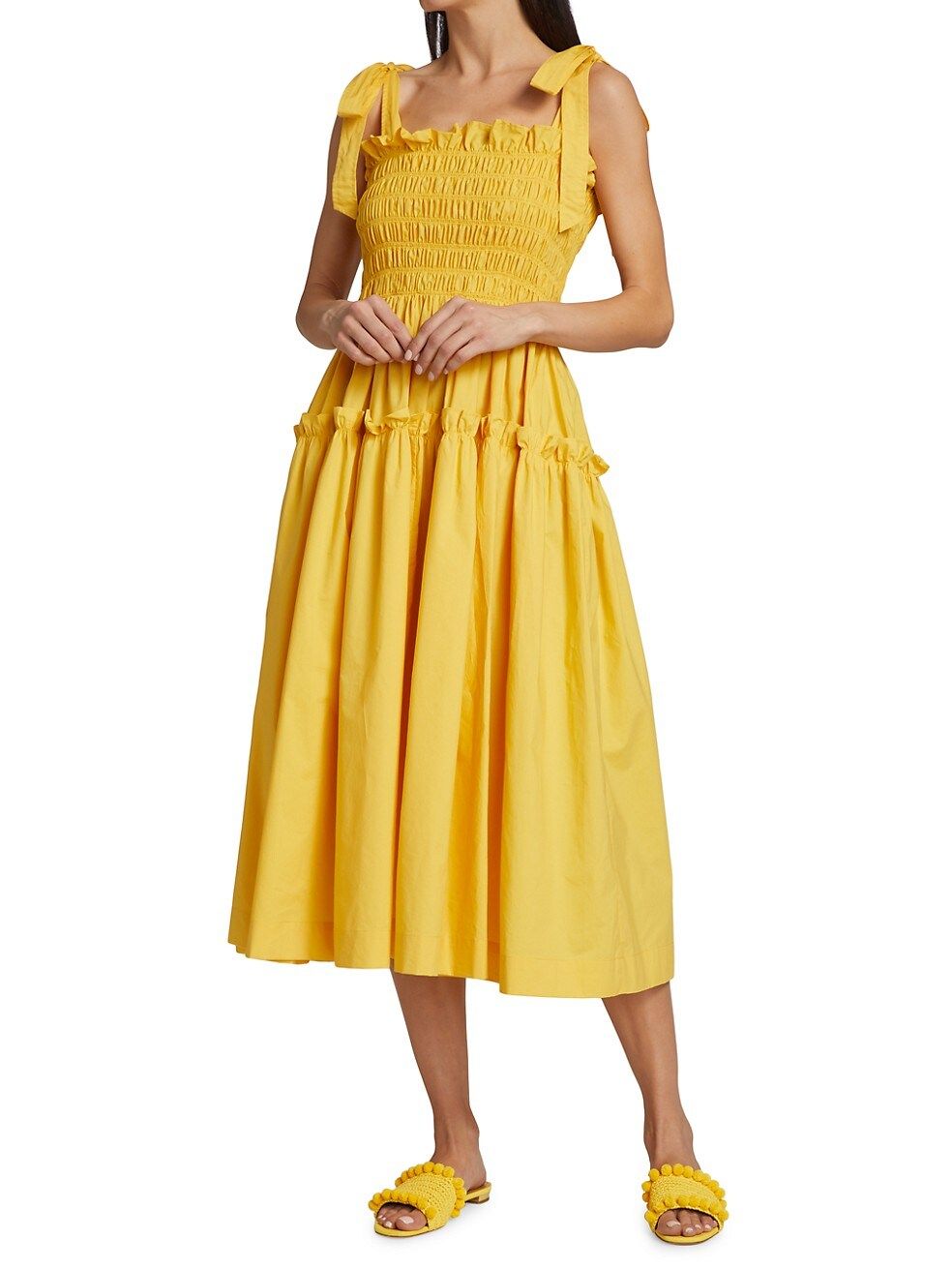 Ida Smocked Cotton Midi Dress | Saks Fifth Avenue