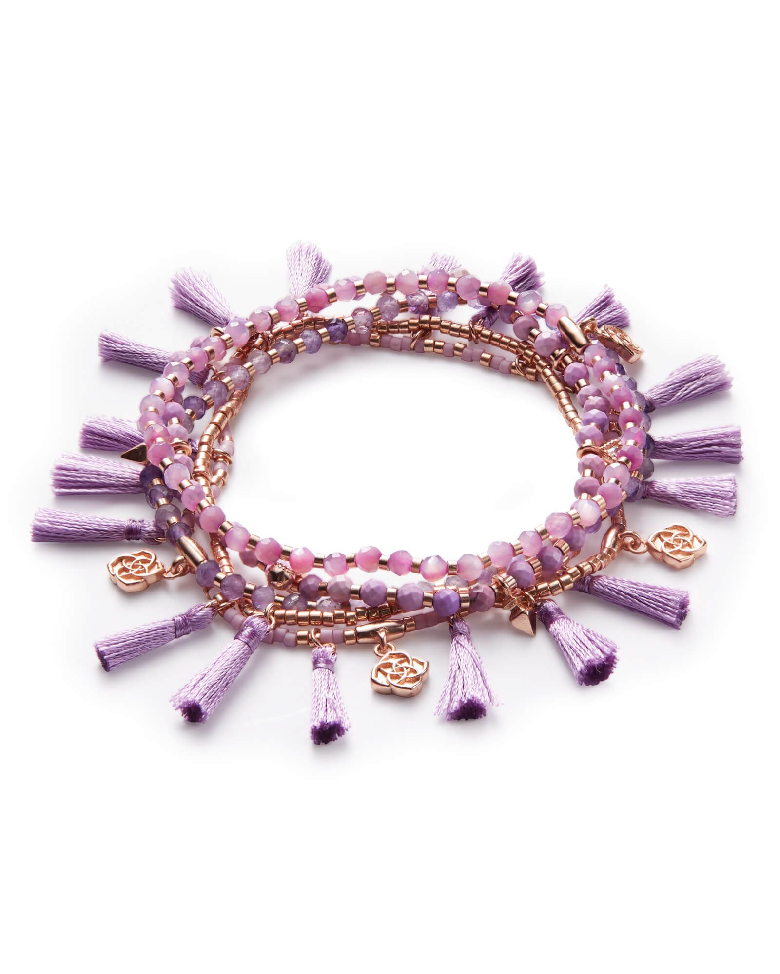 Julie Rose Gold Stretch Bracelet In Lilac Mother of Pearl Mix | Kendra Scott
