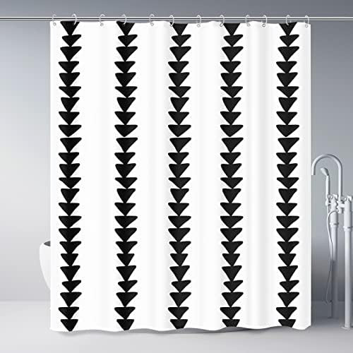 Punkray Black White Boho Farmhouse Fabric Shower Curtain for Bathroom with 12 Hooks, Shower Curta... | Amazon (US)