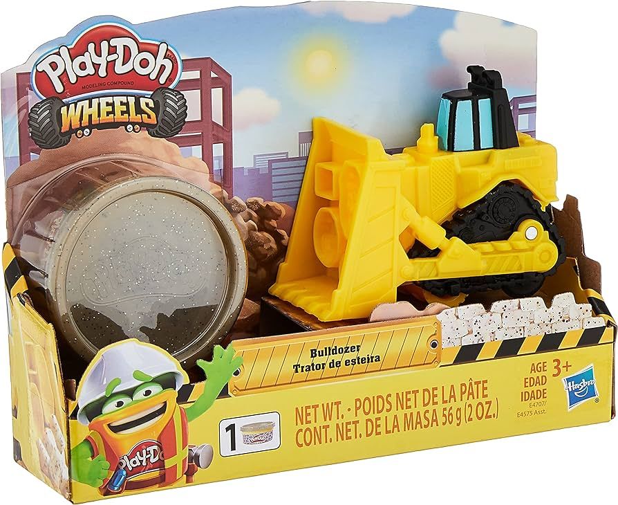 Play-Doh Wheels Mini Bulldozer Toy with 1 Can of Non-Toxic Stone Colored Buildin' Compound | Amazon (US)