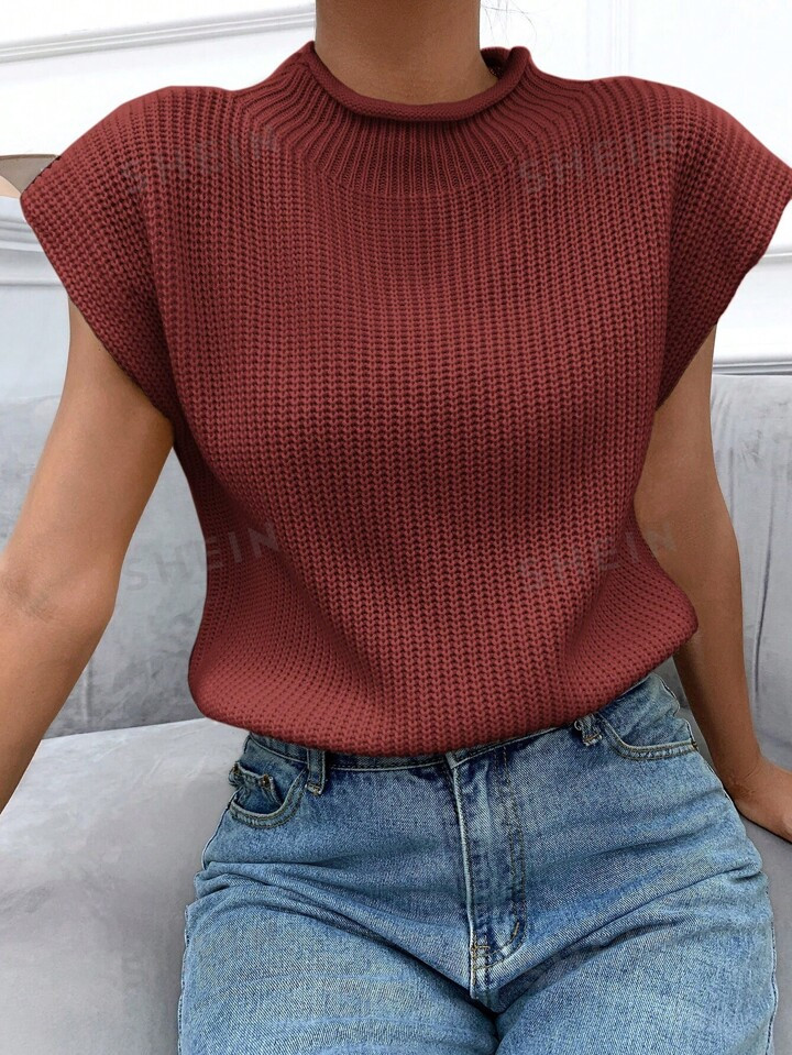 SHEIN Frenchy Solid Batwing Sleeve Sweater Vest | SHEIN
