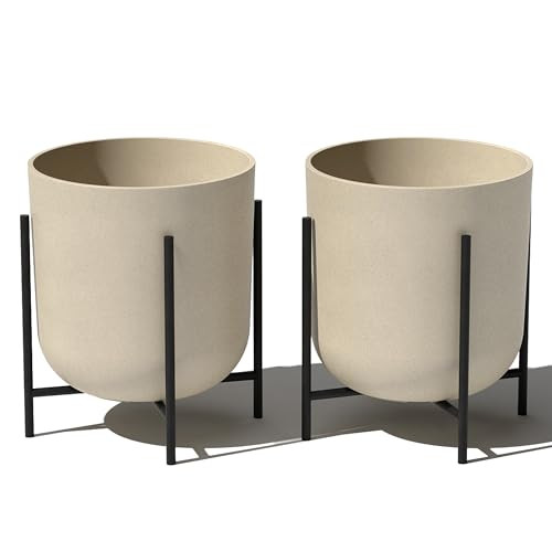 Veradek Mason Series Raised Lima Planter - Round Planter for Patio/Balcony | Plastic-Stone Composite w/Metal Plant Stand | Modern Décor for Plants | Amazon (US)