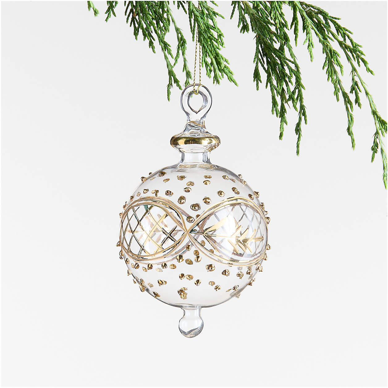 Gold & Clear Glass Ball Christmas Tree Ornament + Reviews | Crate & Barrel | Crate & Barrel