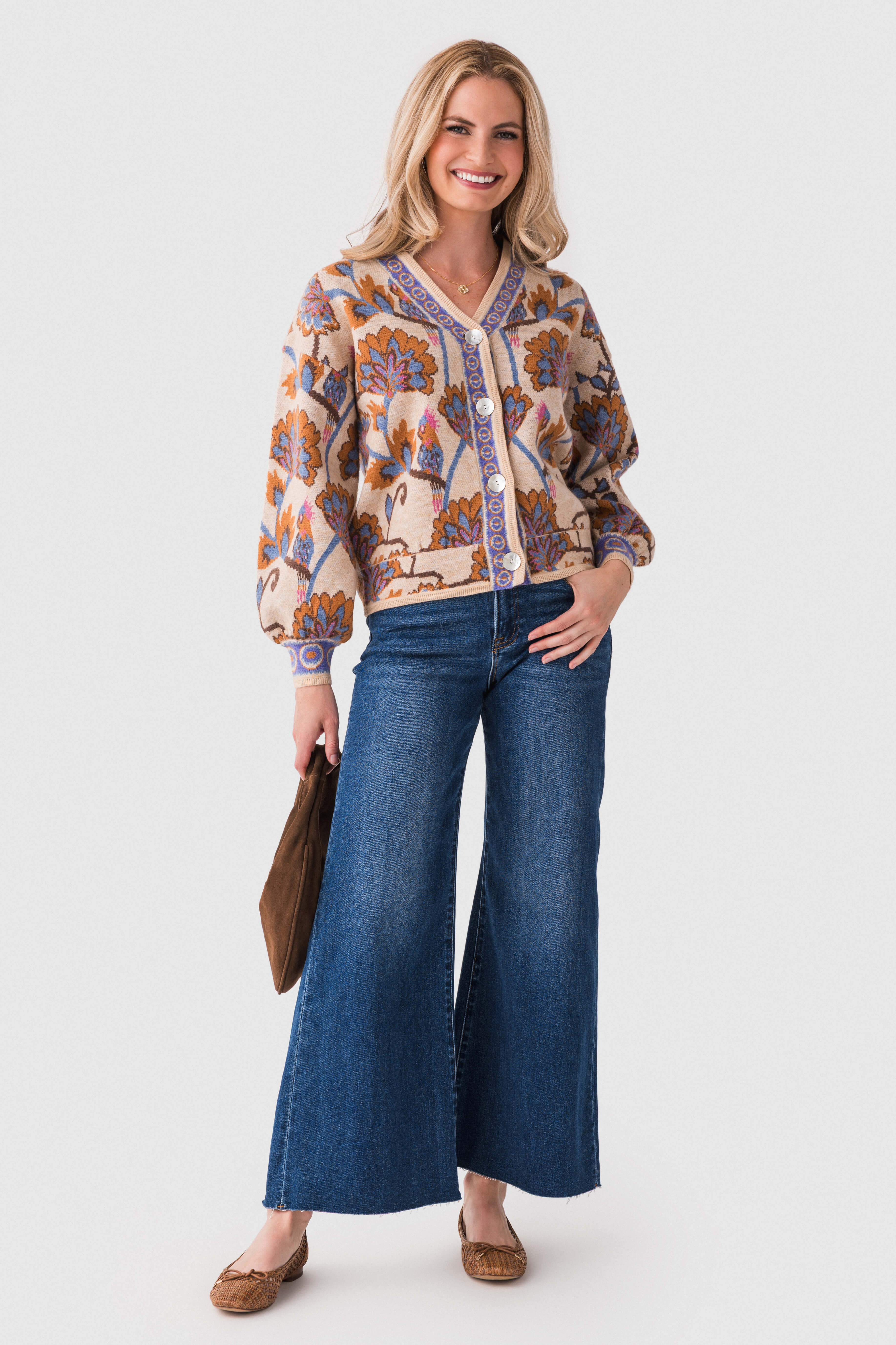 Fate Floral Jacquard Cardigan | Social Threads