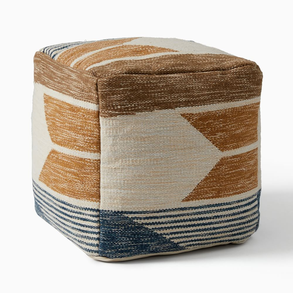 Desert Stream Pouf, Cool Multi, 18&amp;quot;x18&amp;quot;x18&amp;quot; | West Elm (US)