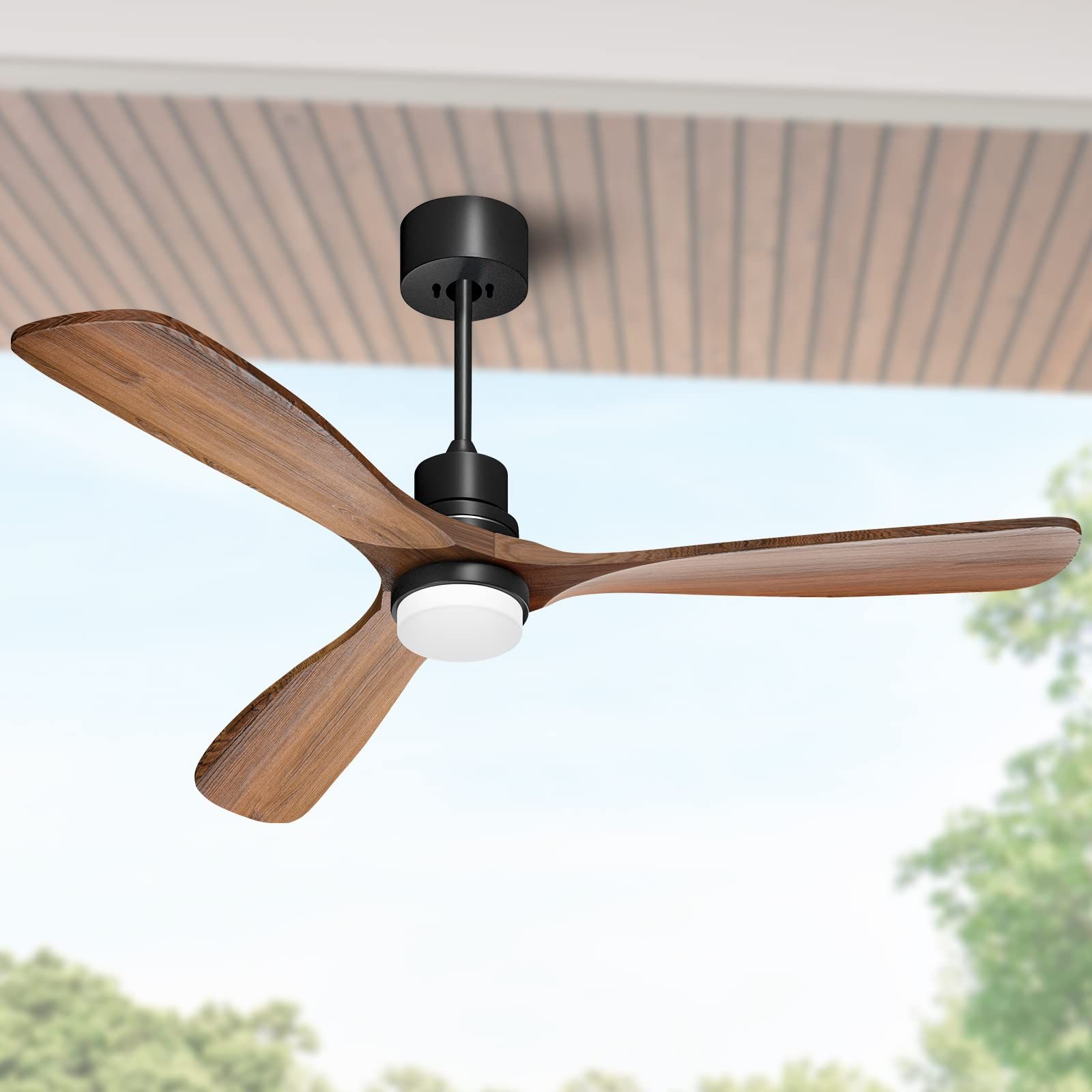 Obabala 52" Ceiling Fan with Lights Remote Control Outdoor Wood Ceiling Fans Noiseless Reversible DC | Amazon (US)