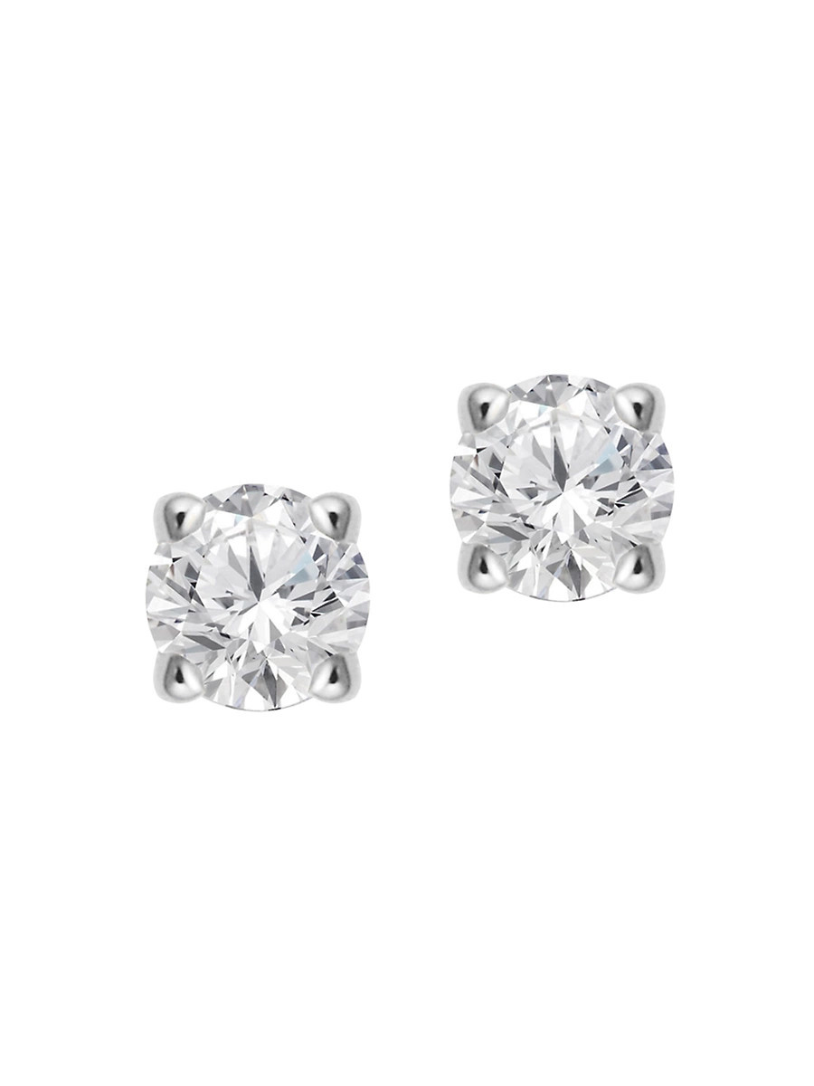 Women's 14K White Gold Shine Bright Diamond Small Studs - White Gold | Saks Fifth Avenue