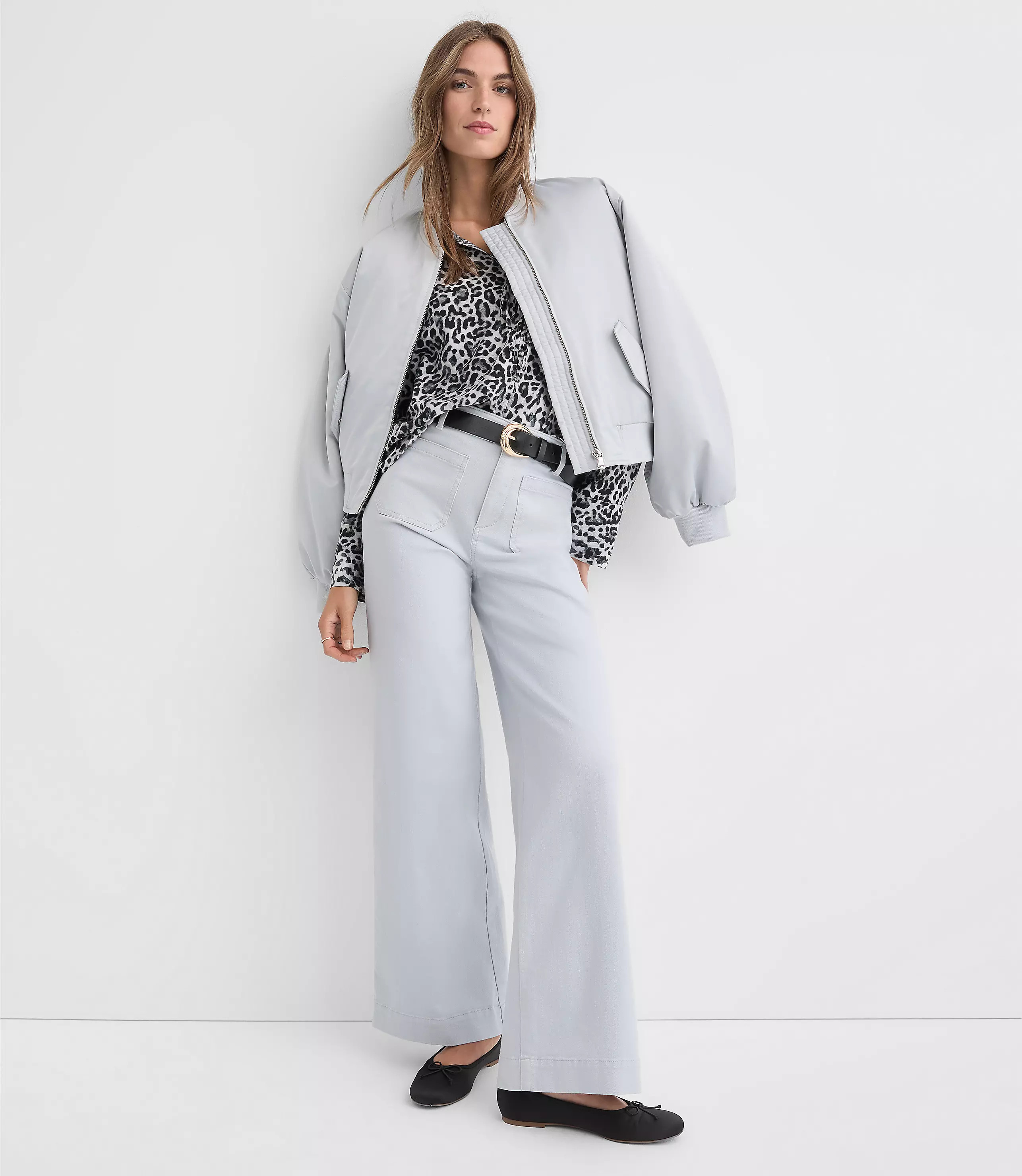 Palmer Wide Leg Pants in Twill | LOFT