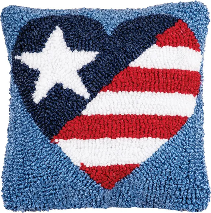 C&F Home Patriotic Heart U.S.A. Flag Hooked Mini Accent Pillow, 8" x 8" | Nordstrom | Nordstrom
