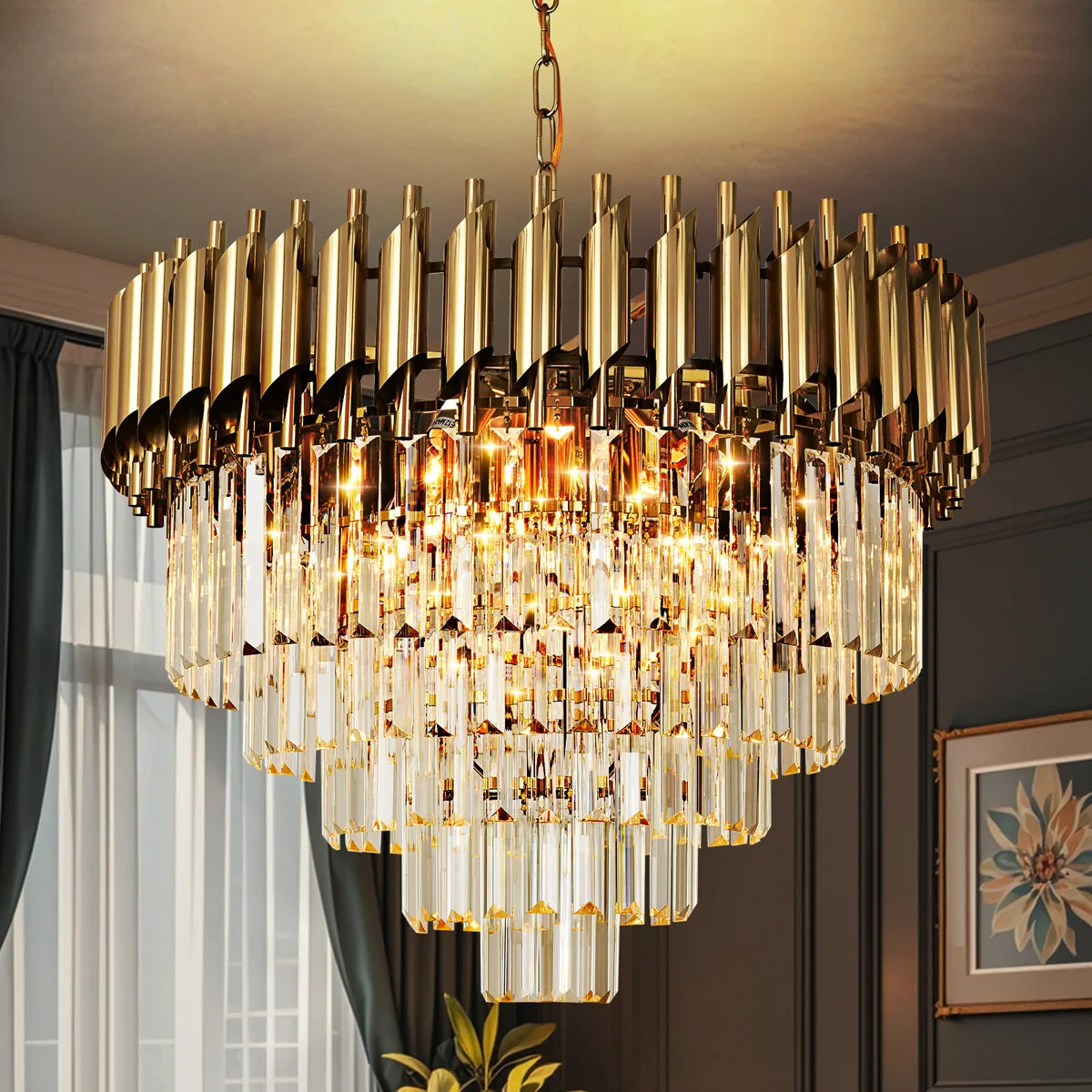 Prempal 8-Light Crystal Tiered Chandelier | Wayfair North America