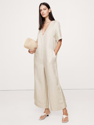 Viscose-Linen Wide-Leg Jumpsuit | Banana Republic (US)