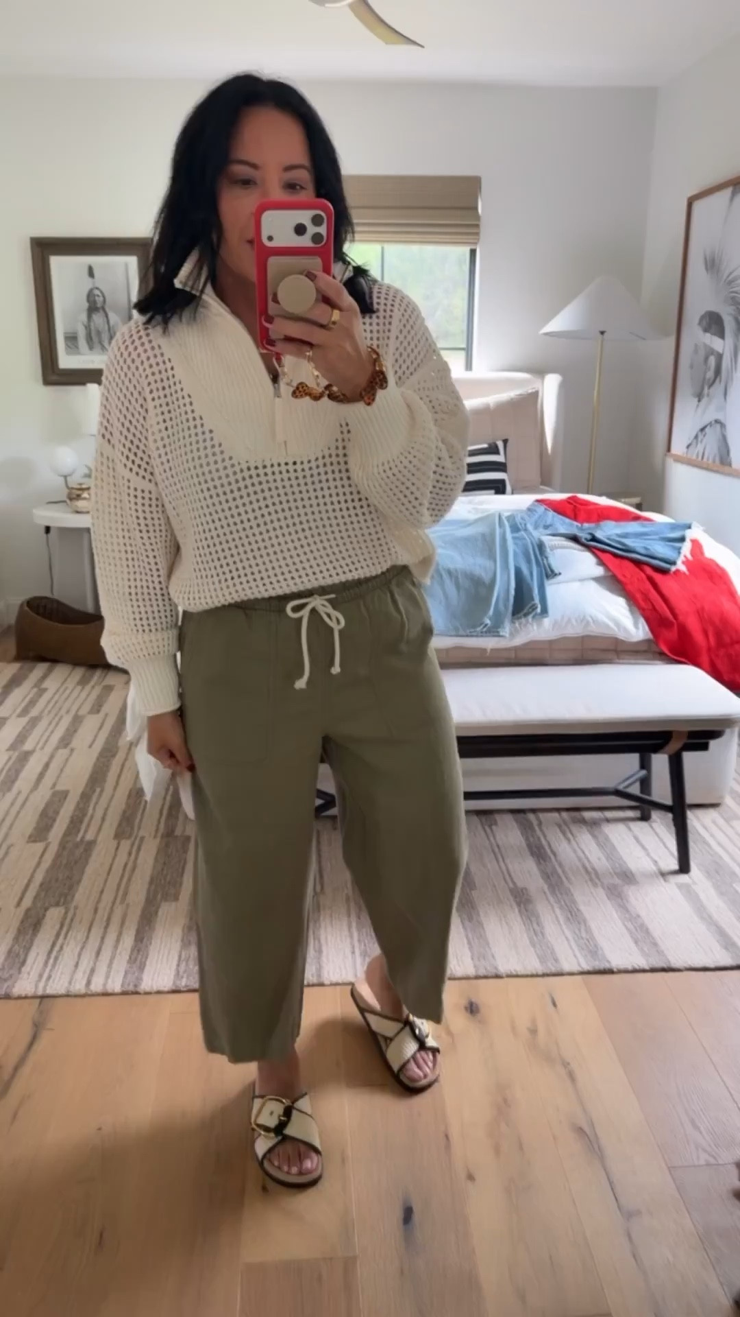 I’m a size 8 and did a medium in the top and pants. Sandals fit tts (I’m a 9.5/10 and did a 9.5 in them). 



#LTKOver40 #LTKMidsize #LTKSaleAlert