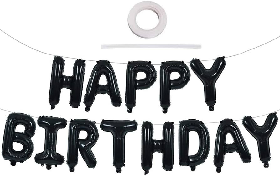 TONIFUL Black Happy Birthday Balloons Banner 16 Inch Mylar Foil Letters Birthday Sign Banner Bunt... | Amazon (US)