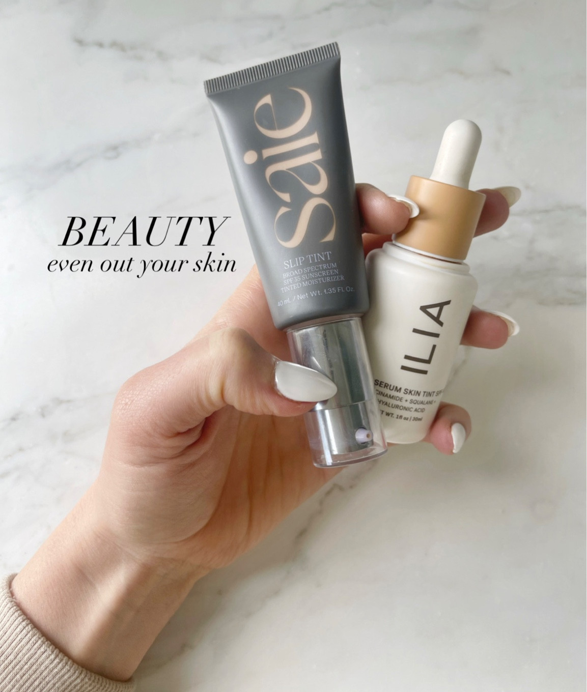 S K I N \ even out your skin tone with these two products! I apply the saie first and ILIA second!!

Colors:
Saie - three
ILIA - ora

Makeup 
Skincare 
Moisturizer 

#LTKbeauty #LTKunder50