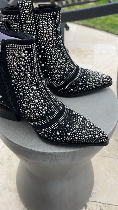 Rhinestone cowboy bootie that I’m wearing to the Madonna Concert this week.
I am usually a 7/7.5 I ordered a 7 and I feel like they fit great. The true test will be at the concert. Please note:I don’t have wide foot. My foot is narrow. Feel you may have to size up if your foot is wide and you are inbetween sizes. 

#LTKVideo #LTKshoecrush #LTKstyletip