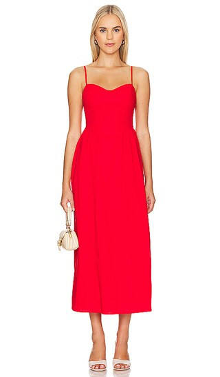 Allegra Midi Dress in Cherry Poplin | Revolve Clothing (Global)