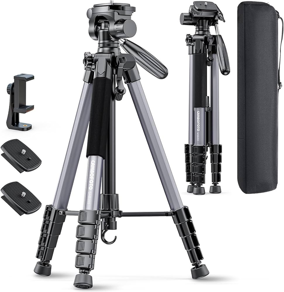 74"-Camera-Tripod, Gray Professional Aluminum Tripod Stand and Leg for Mirrorless Camera/DSLR/Cel... | Amazon (US)