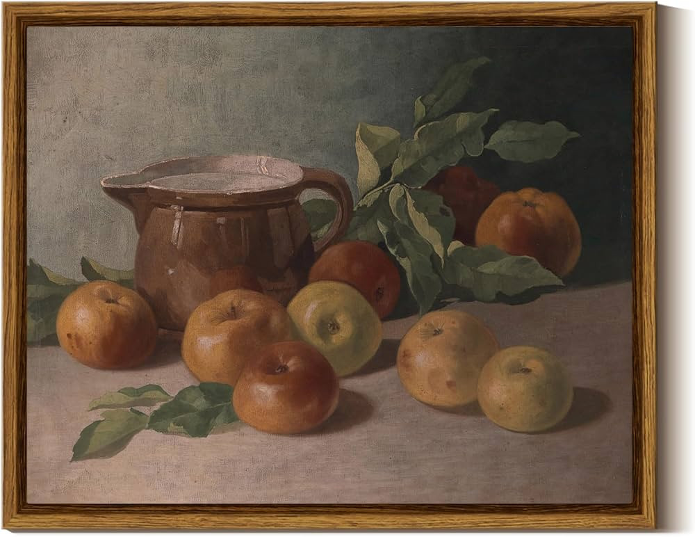 InSimSea Framed Canvas Wall Art Vintage Aesthetic Room Decor, Harvest Apples Still Life Oil Paint... | Amazon (US)