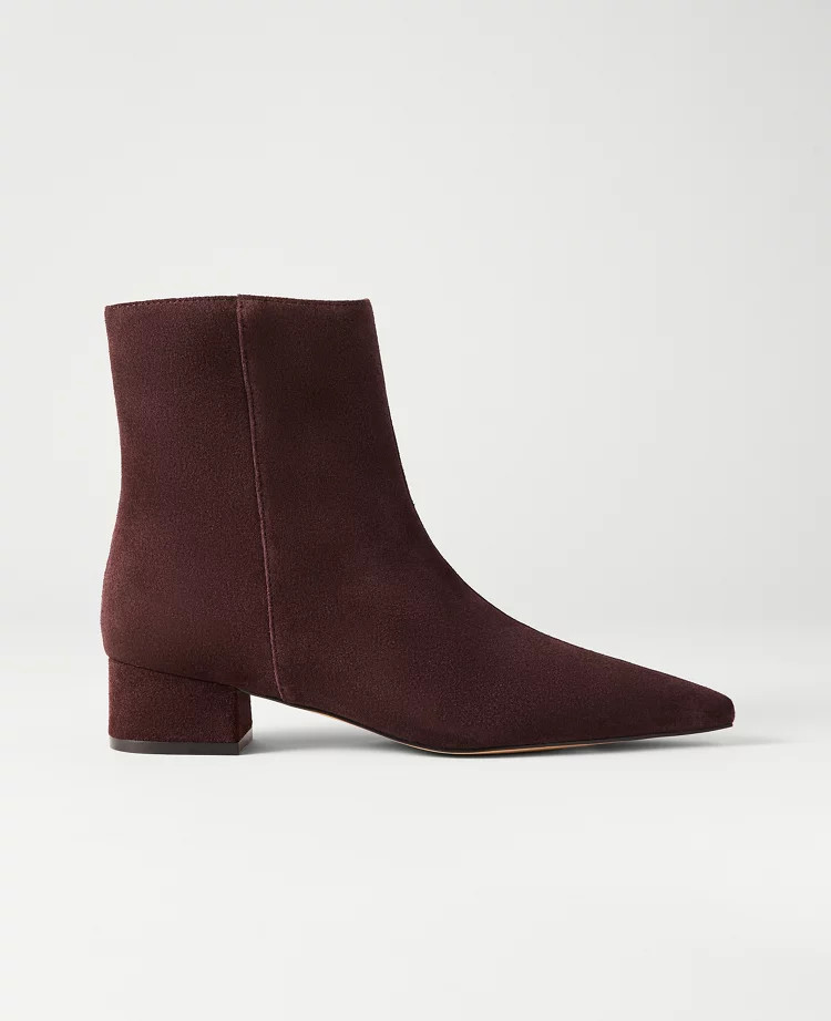 Suede Nip Toe Bootie | Ann Taylor