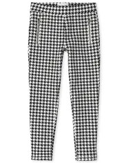 Girls Houndstooth Zip Ponte Knit Pull On Jeggings | The Children's Place | The Children's Place